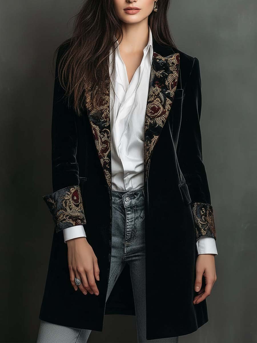 Leontine | Slim-Fit Baroque Print Blazer