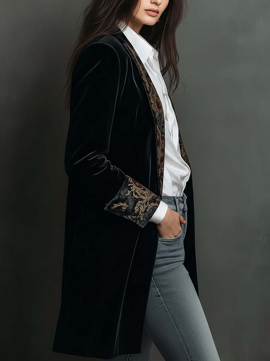 Leontine | Slim-Fit Baroque Print Blazer