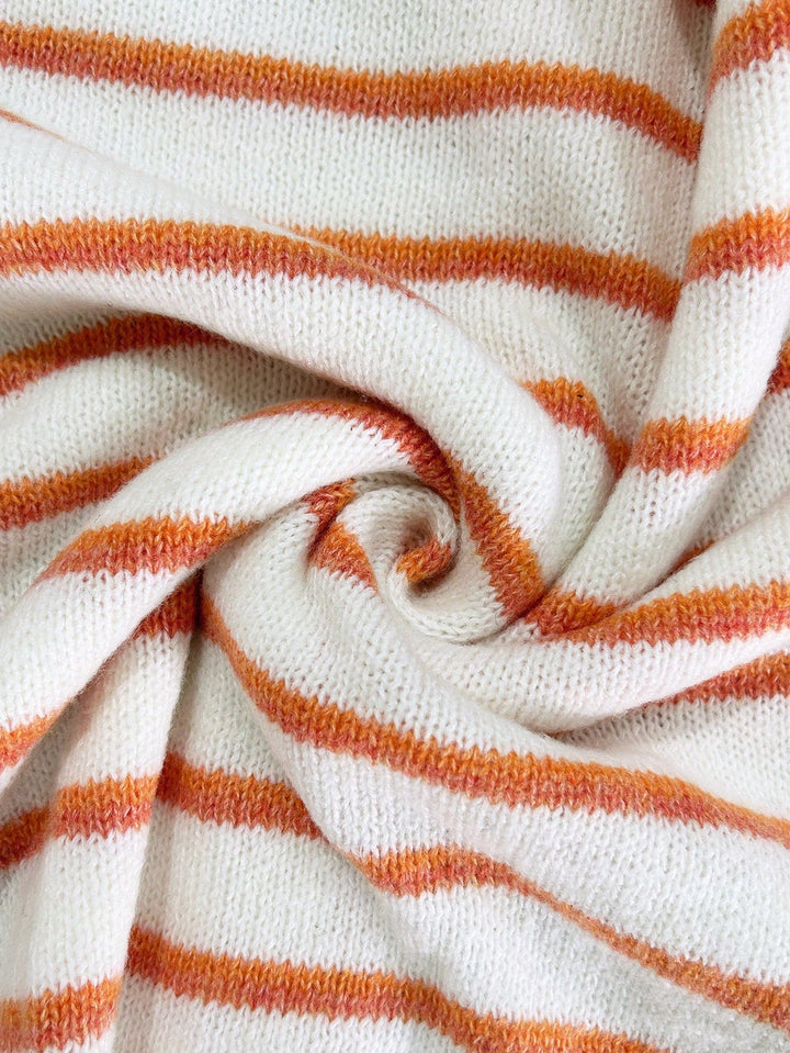 Liora | Striped Knit Cardigan – White Orange