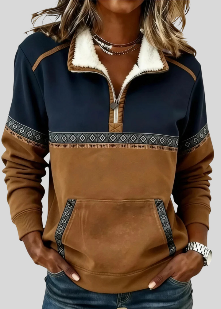 AMELIA | Half-zip pullover with sherpa collar