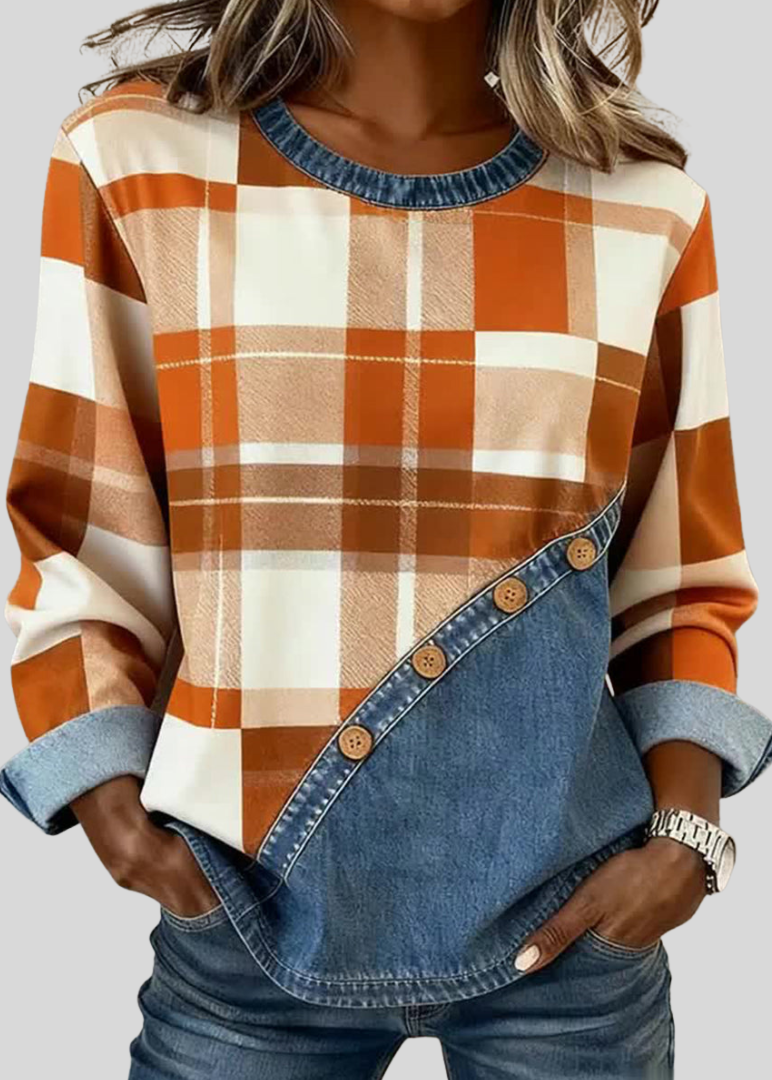 ZOE | Pullover top with patchwork panel