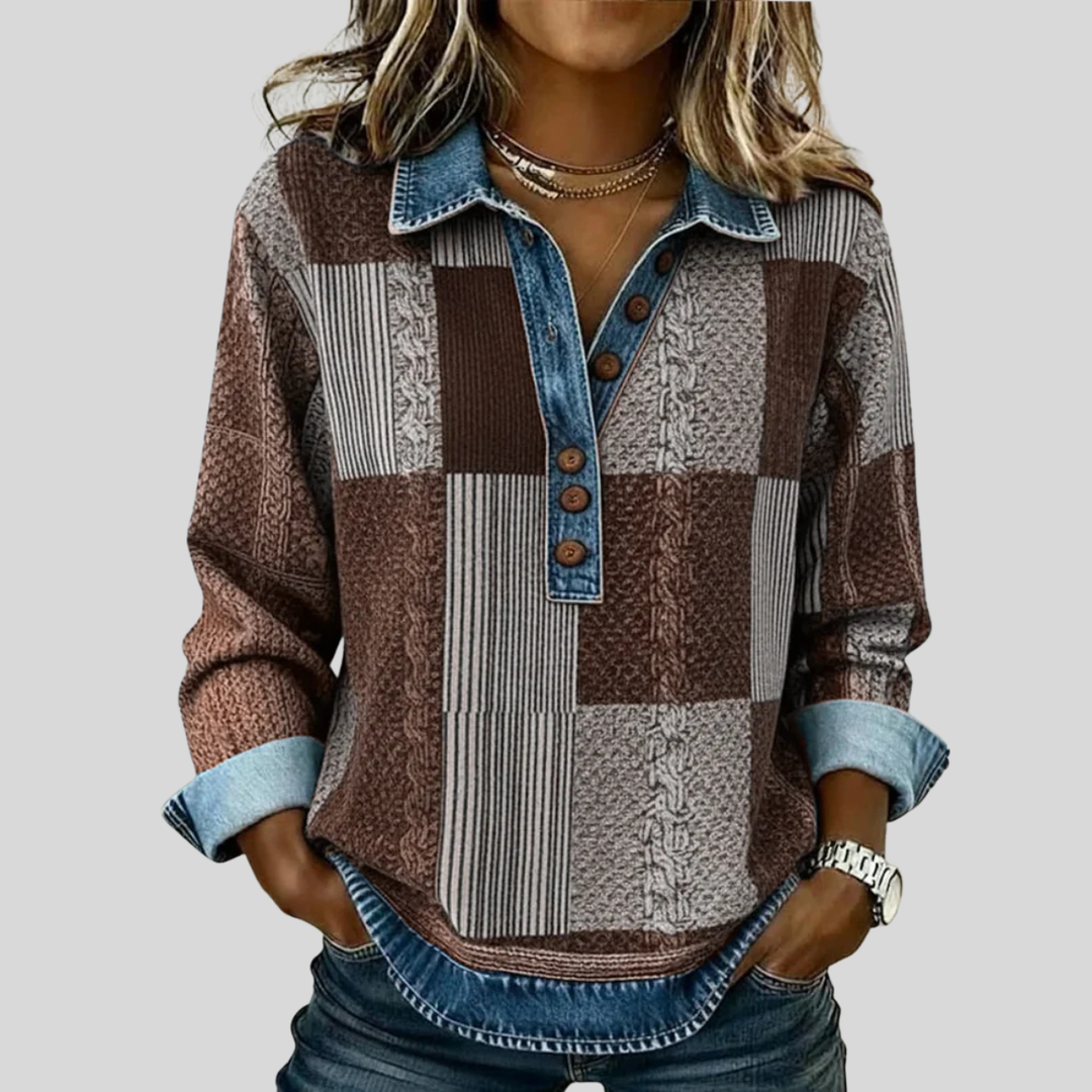 CHLOE | Colorblock sweatshirt with button placket