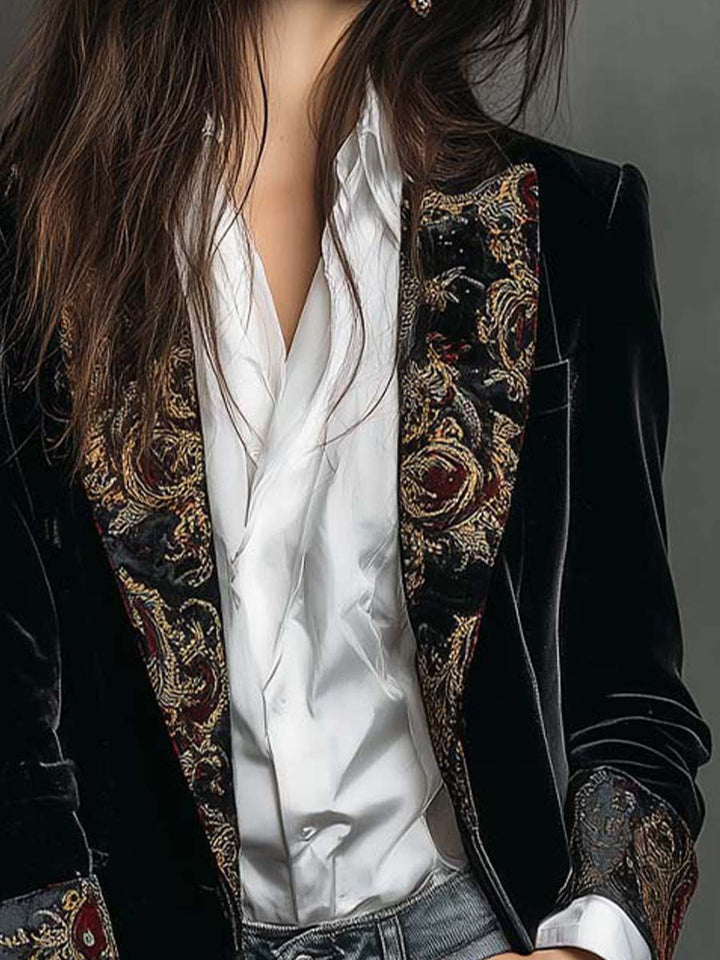 Leontine | Slim-Fit Baroque Print Blazer