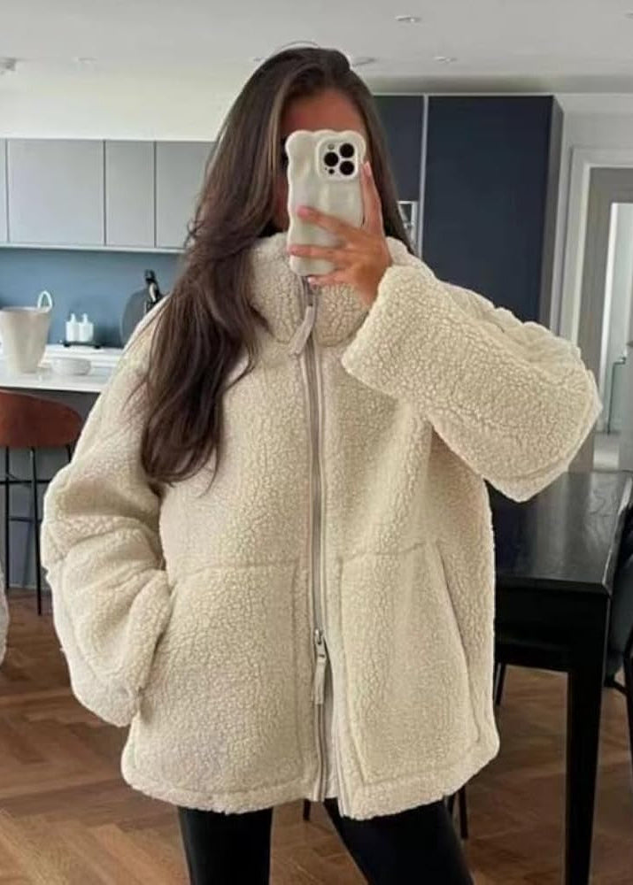 CORA | Oversized teddy jacket with high collar