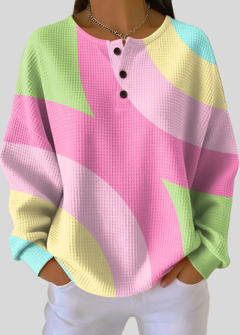 IRIS | Waffle-knit sweatshirt with color-block print
