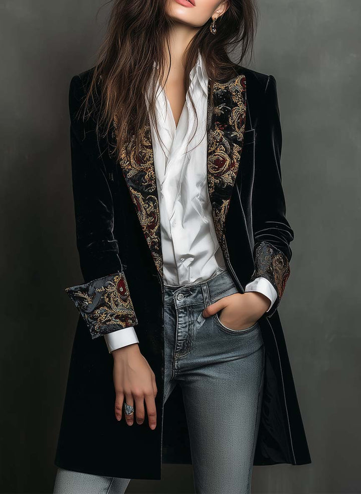 Leontine | Slim-Fit Baroque Print Blazer