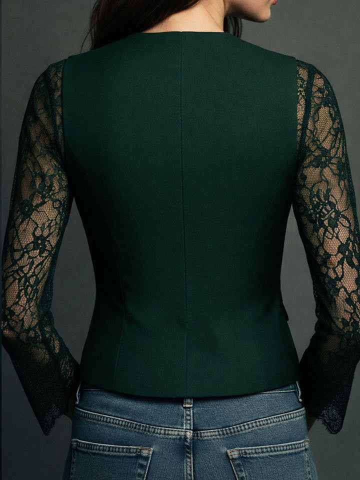 Noemie | High-Neck Blazer with Sheer Sleeves