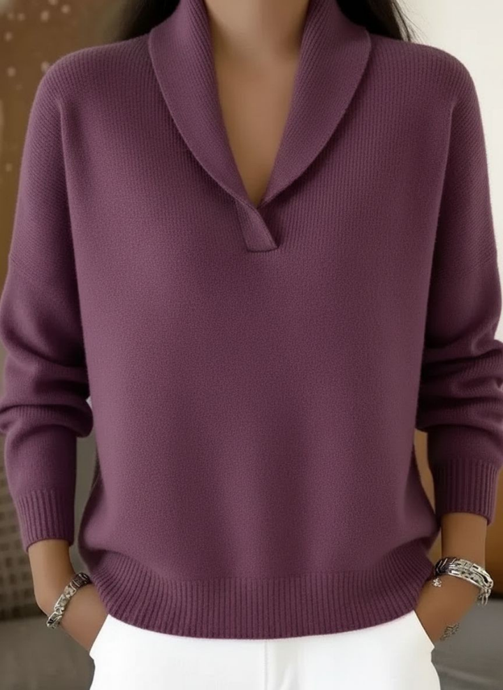 Odette | Soft V-Neck Sweater - Purple