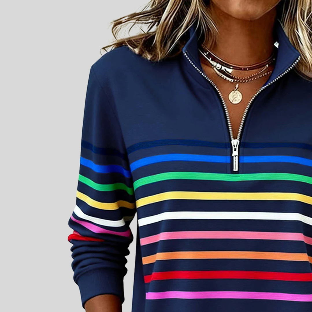 CHARLOTTE | Quarter-zip sweatshirt with multicolor stripes