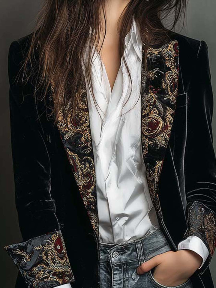 Leontine | Slim-Fit Baroque Print Blazer