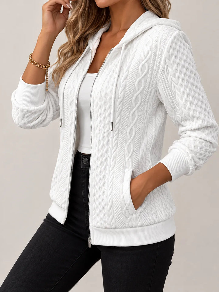 Amara | Textured Cable-Knit Zip-Up Hoodie