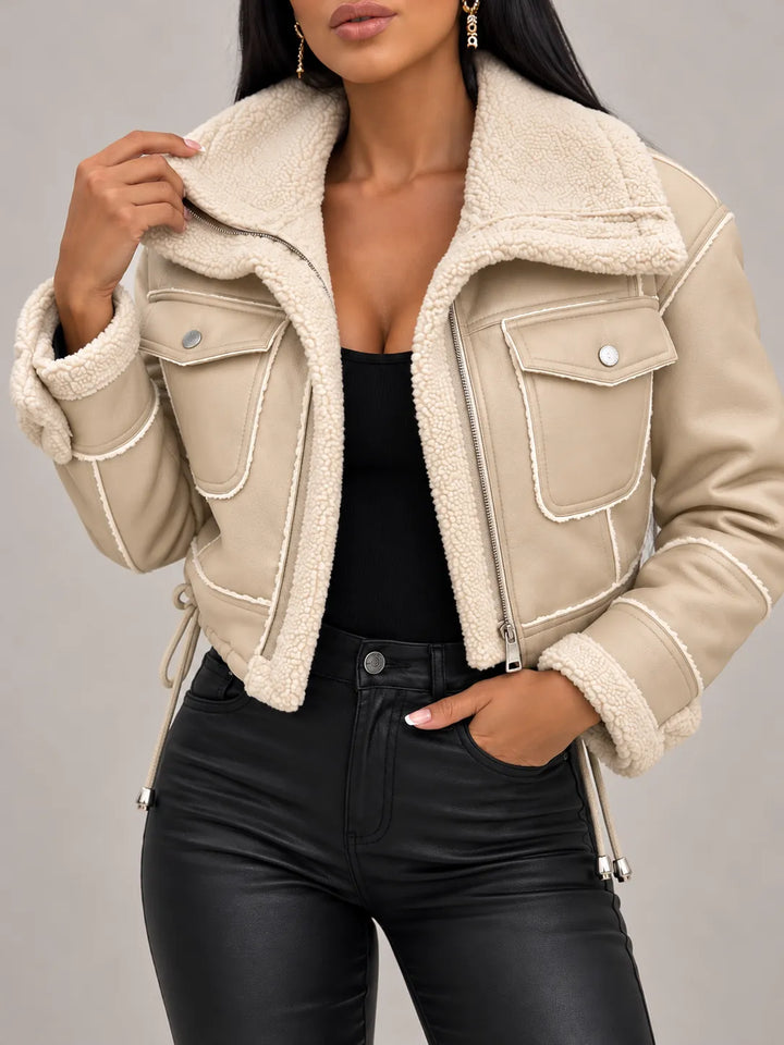 Celeste | Shearling-Trimmed Jacket - Beige