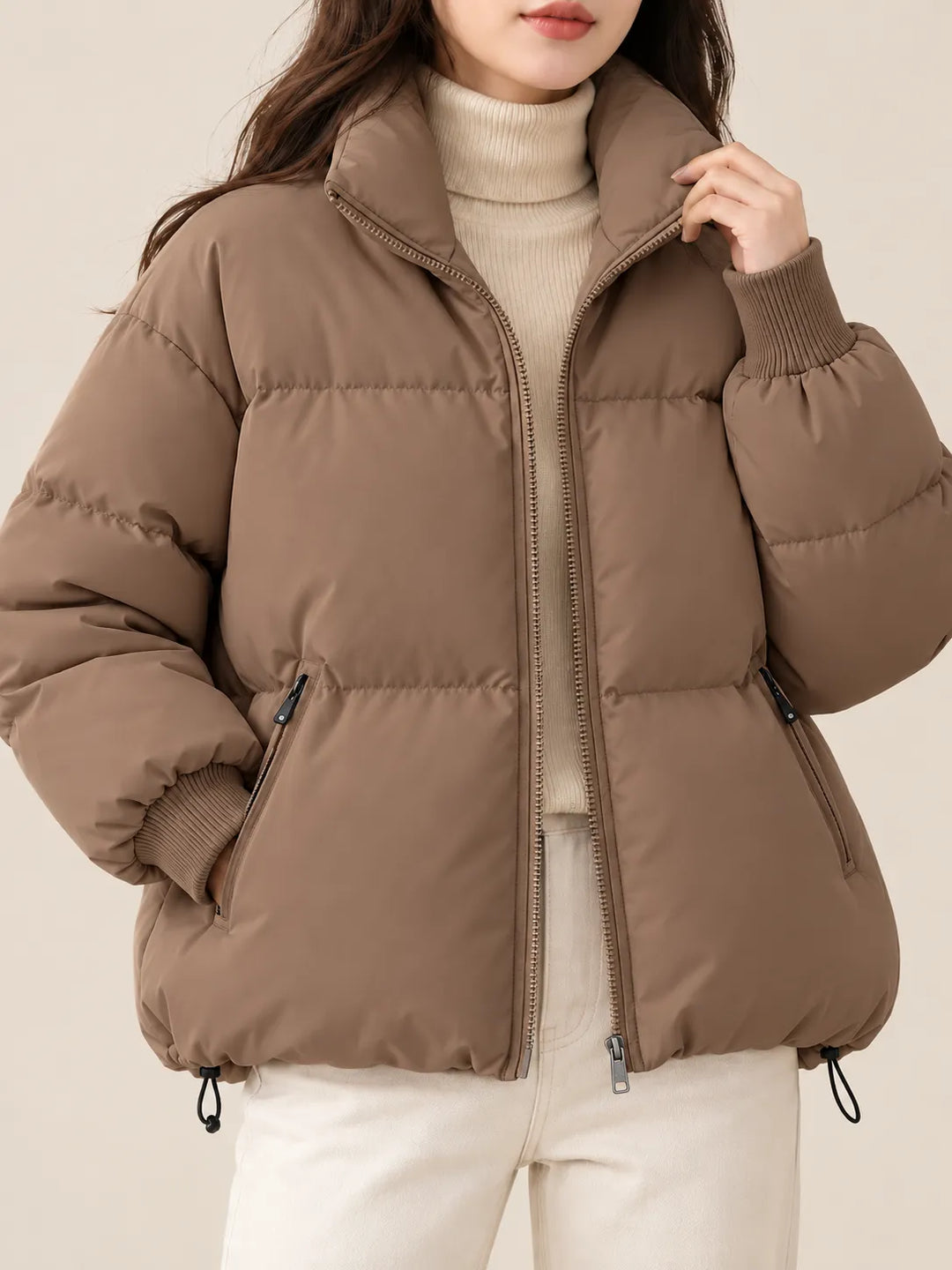 Celeste | Cozy Quilted Puffer Jacket - Taupe