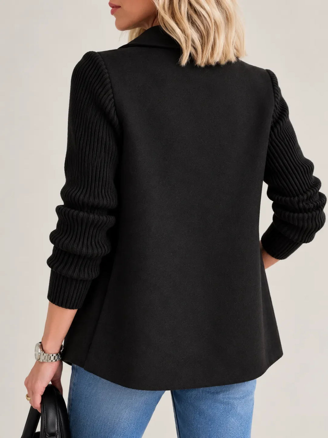 Celeste | Elegant Ribbed-Sleeve Double-Breasted Jacket