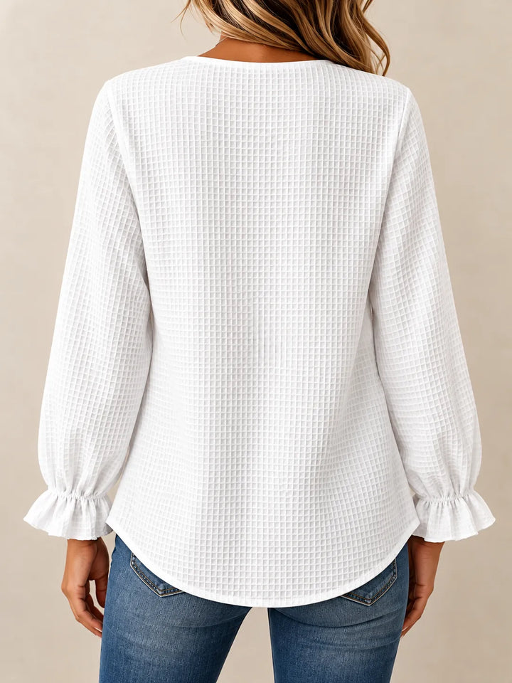 Amelia | Textured Button-Detail Relaxed Blouse