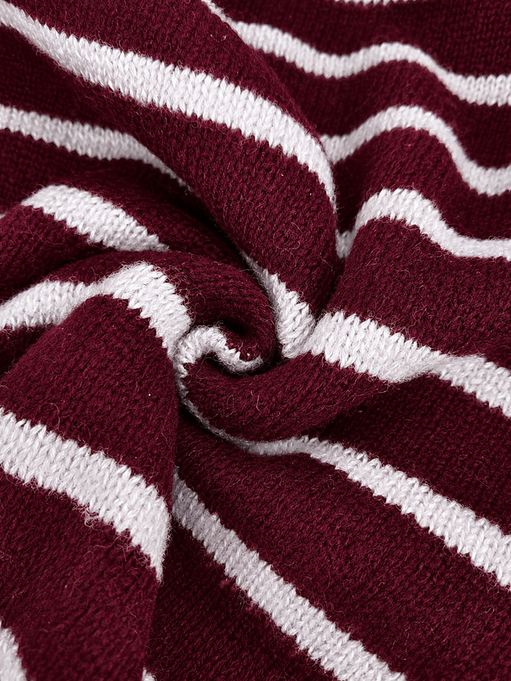 Liora | Striped Knit Cardigan – Burgundy White