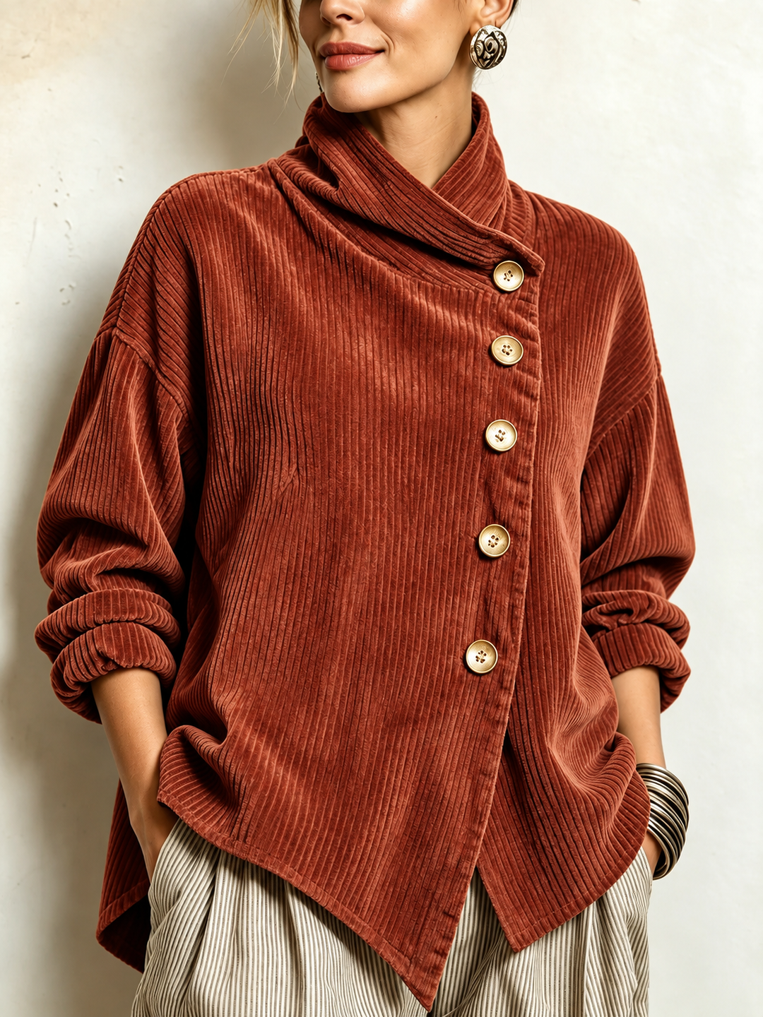 AMBER | Corduroy button-up top