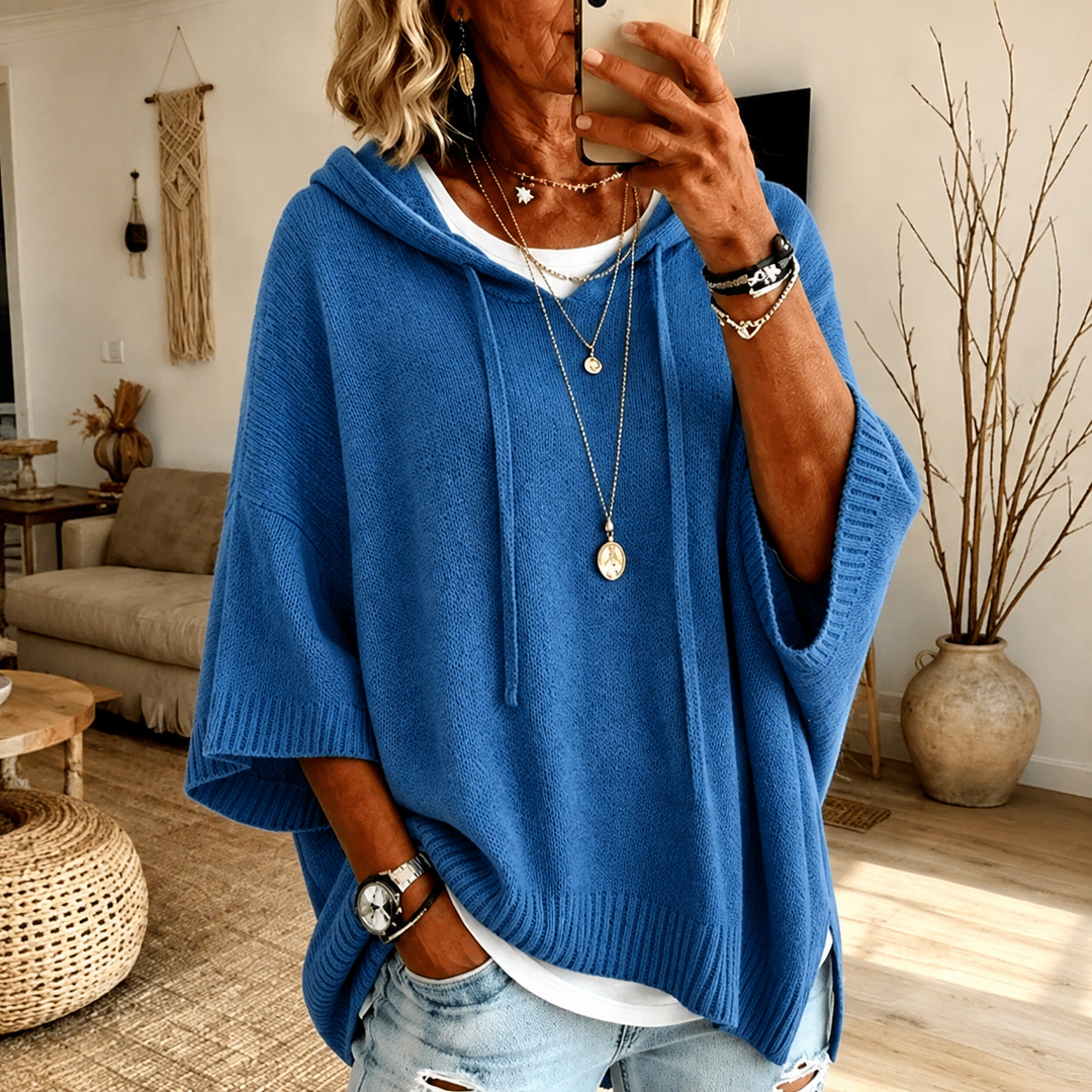 Amelie | Blue Poncho Sweater