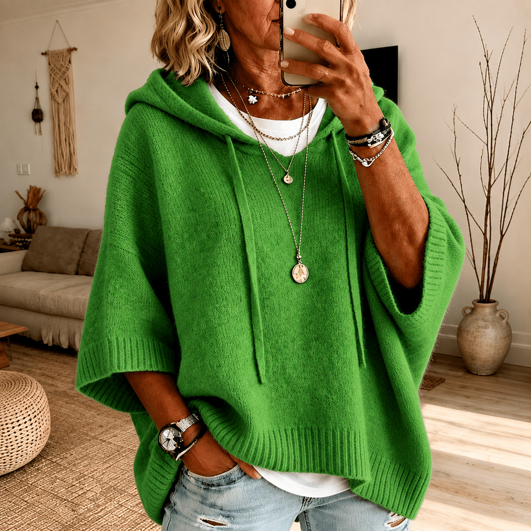 Margaux | Green Poncho Sweater