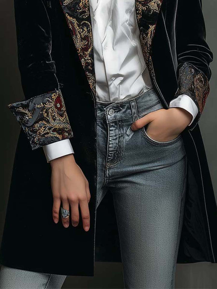 Leontine | Slim-Fit Baroque Print Blazer
