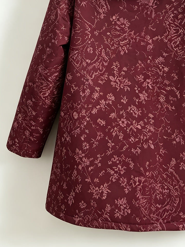 Rosemary | Fleece-Lined Floral Hooded Coat