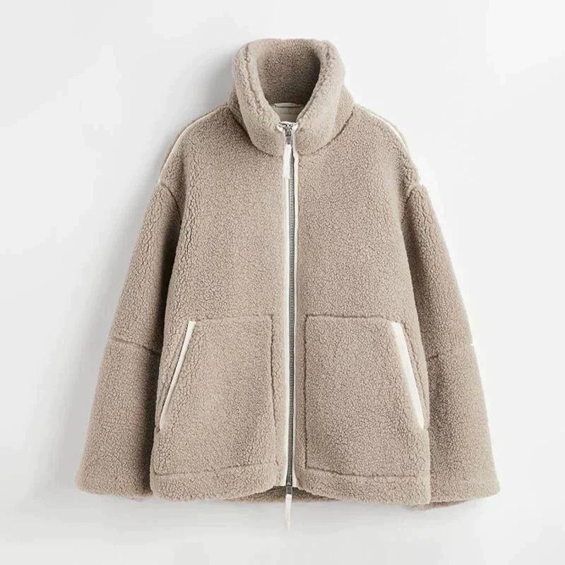 CORA | Oversized teddy jacket with high collar