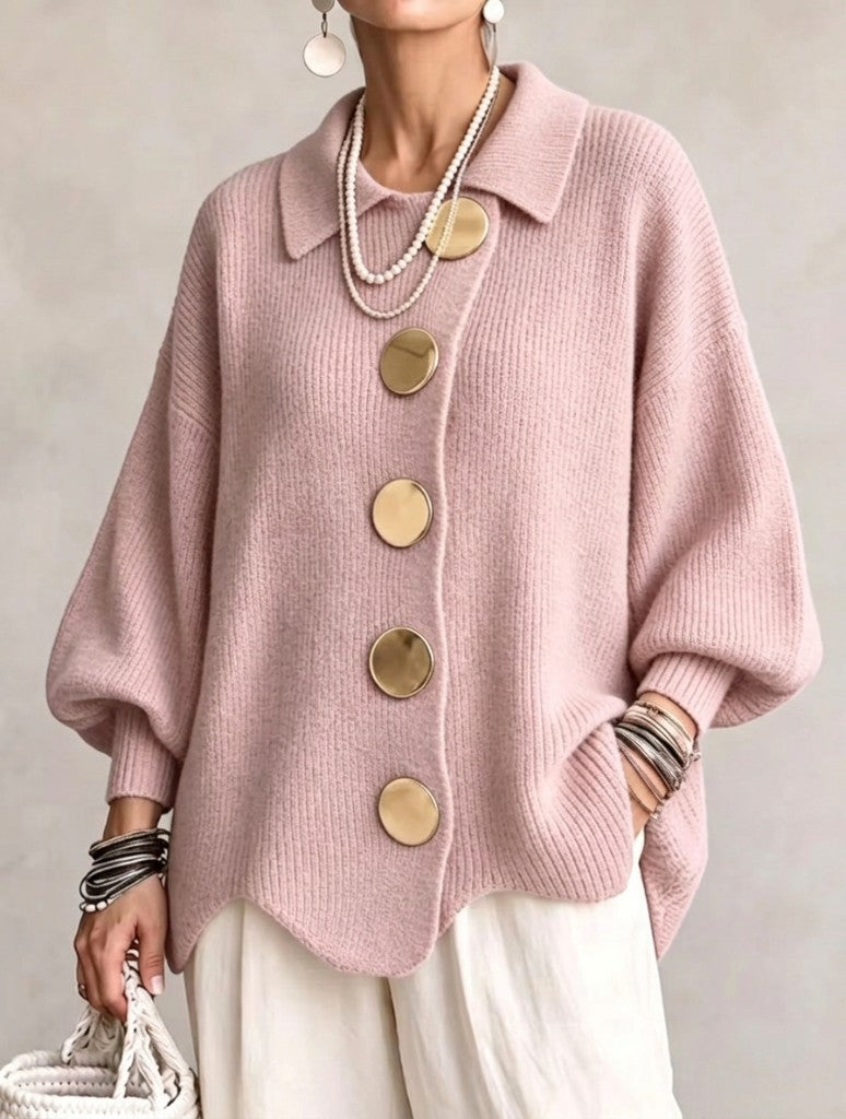 Isadora | Oversized Cardigan – Soft Blush Pink