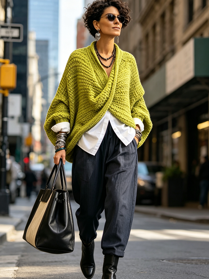 Sienna | Crossover V-Neck Batwing Sweater