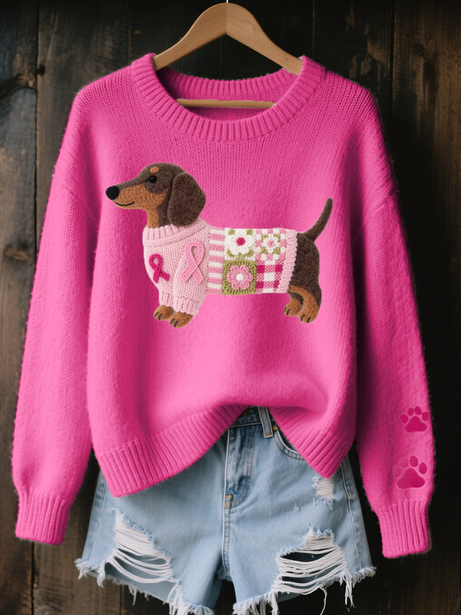 NINA | Embroidered dachshund knit sweater